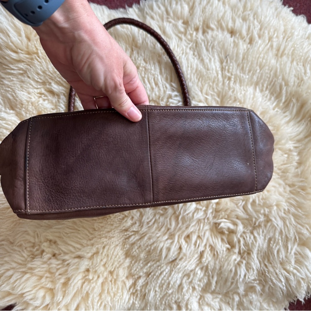 Vintage Fossil full grain shoulder bag braided strap brown leather and brass - Picture 3 of 8